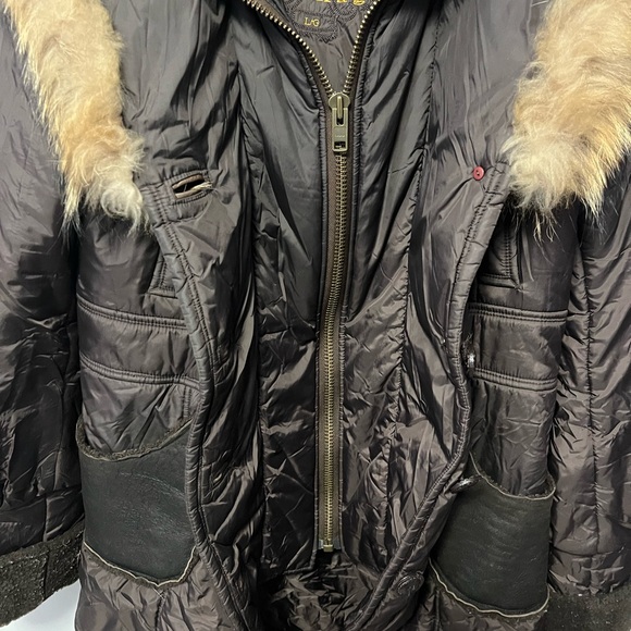 Mackage Dark Puffer Jacket with Gold Accents - Picture 2 of 6